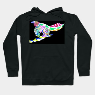 wing fossil dinosaur bird in ecopop zentangle of rainbow Hoodie